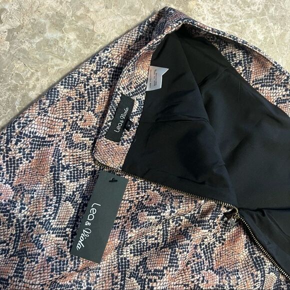 NWT Lea & Viola Pink and Black Snakeskin size small mini skirt 100% polyester - Picture 7 of 8
